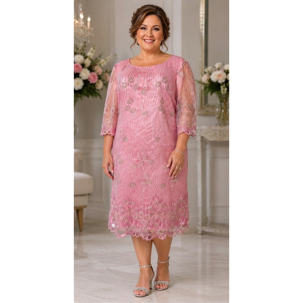 Giovanna Collection Size 18 Pink Embellished Lace Mother of Bride Dress (#102)